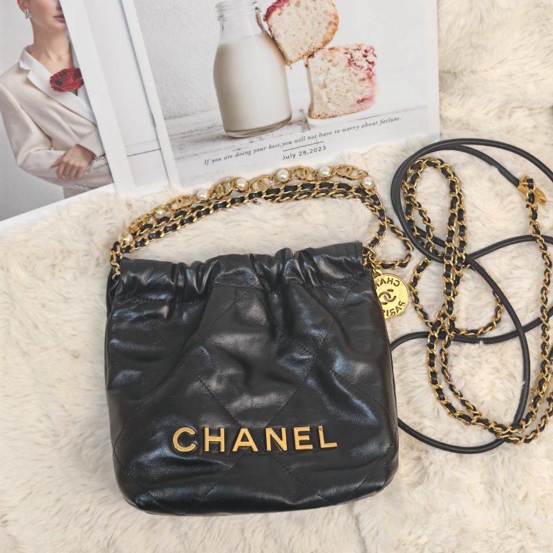 Chanel 22bag mini 黑金 芯片款-1