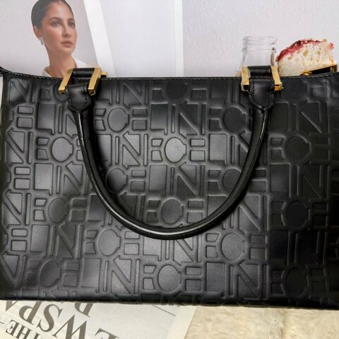 Celine 黑色壓紋 皮革 托特包