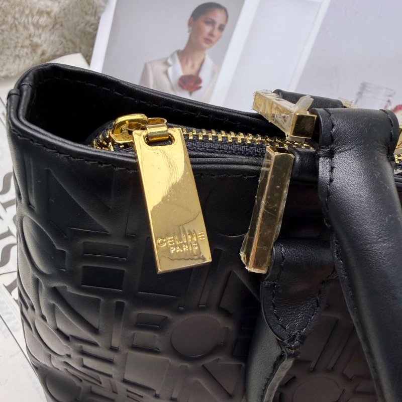 Celine 黑色壓紋 皮革 托特包-3