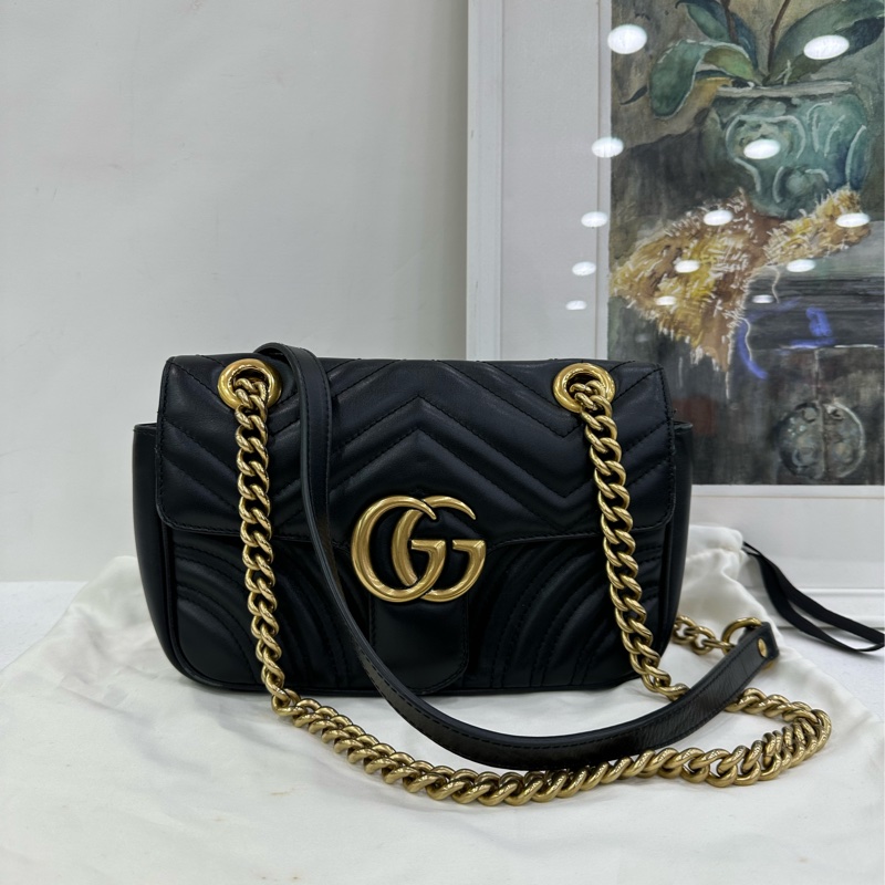 Gucci 古馳 marmont 馬蒙22，黑金成色很好，黑標024-0