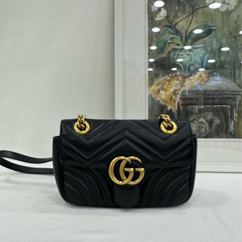 Gucci 古馳 marmont 馬蒙22，黑金成色很好，黑標024-1