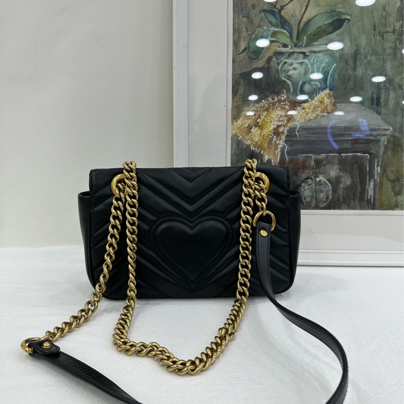 Gucci 古馳 marmont 馬蒙22，黑金成色很好，黑標024-2