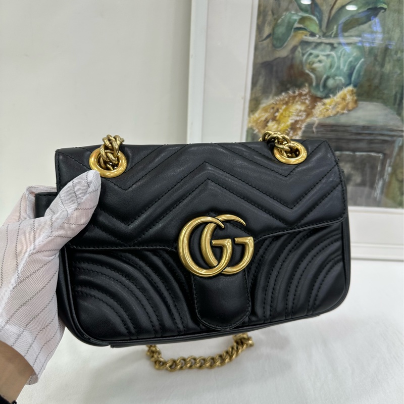 Gucci 古馳 marmont 馬蒙22，黑金成色很好，黑標024-7