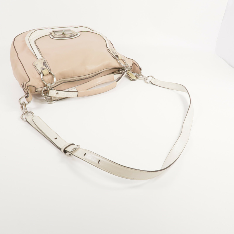 COACH 牛皮/壓花皮革2 Way Shoulder銀扣手挽肩背兩用袋-6