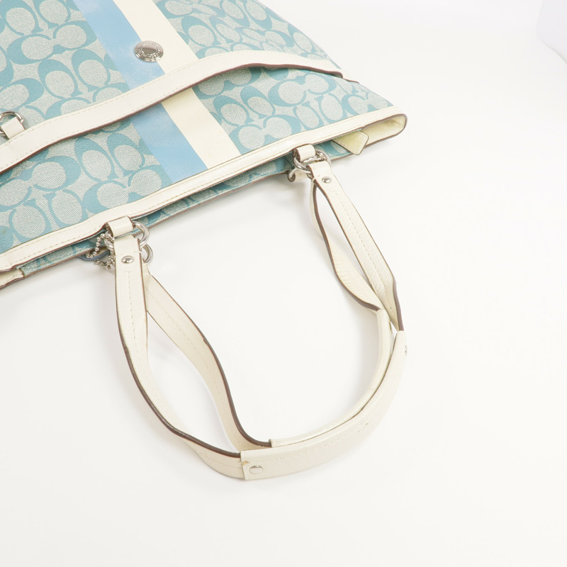 COACH 塗層帆布Shoulder Tote銀扣肩背袋/手挽袋-6