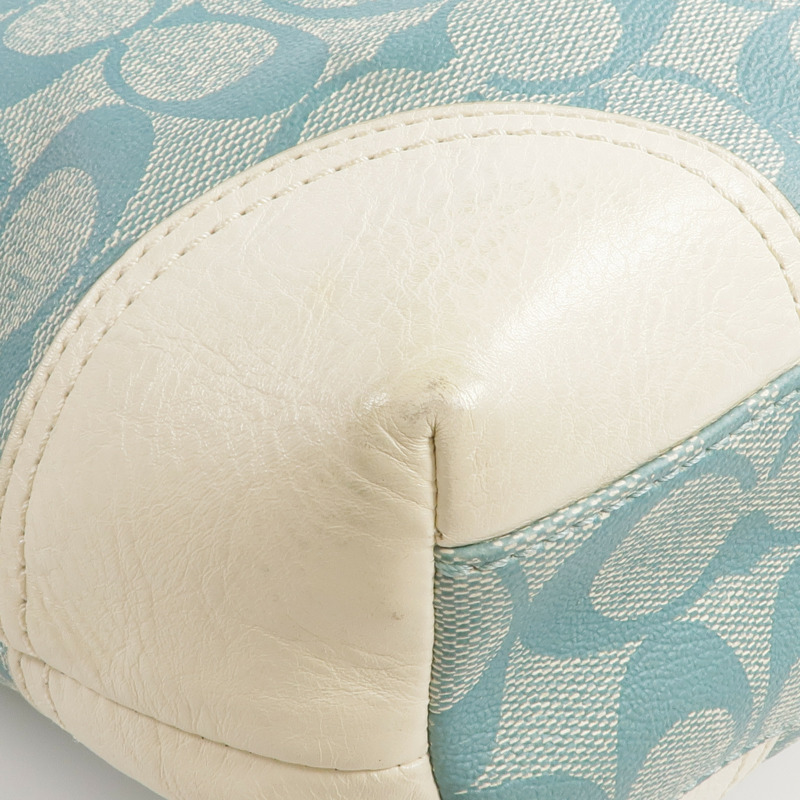 COACH 塗層帆布Shoulder Tote銀扣肩背袋/手挽袋-12