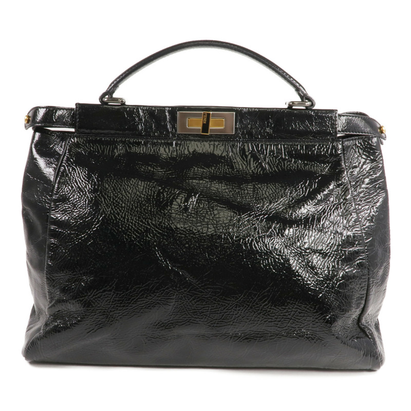 FENDI 漆皮皮革Peekaboo Satchel Bag手挽肩背兩用袋-2