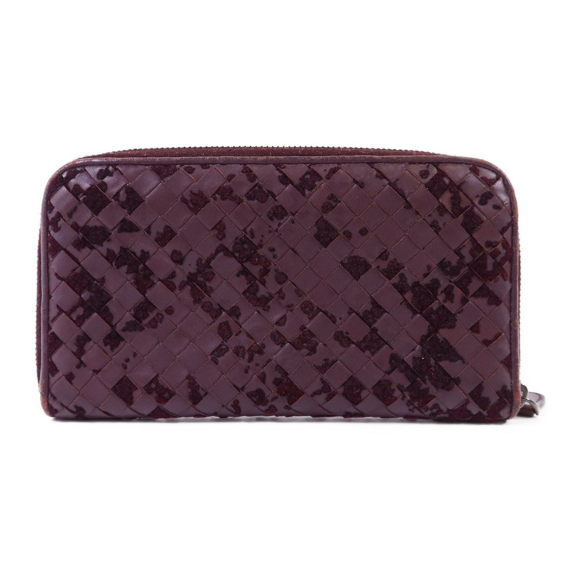 BOTTEGA VENETA 織紋皮革/天鵝絨Zip Around Wallet長錢包-1