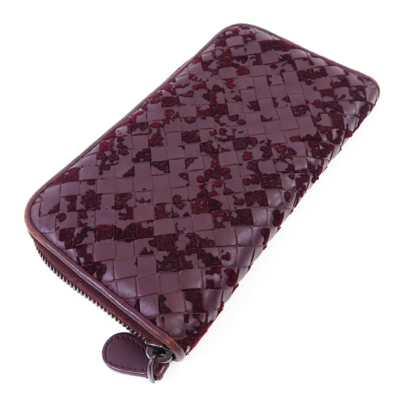 BOTTEGA VENETA 織紋皮革/天鵝絨Zip Around Wallet長錢包-2
