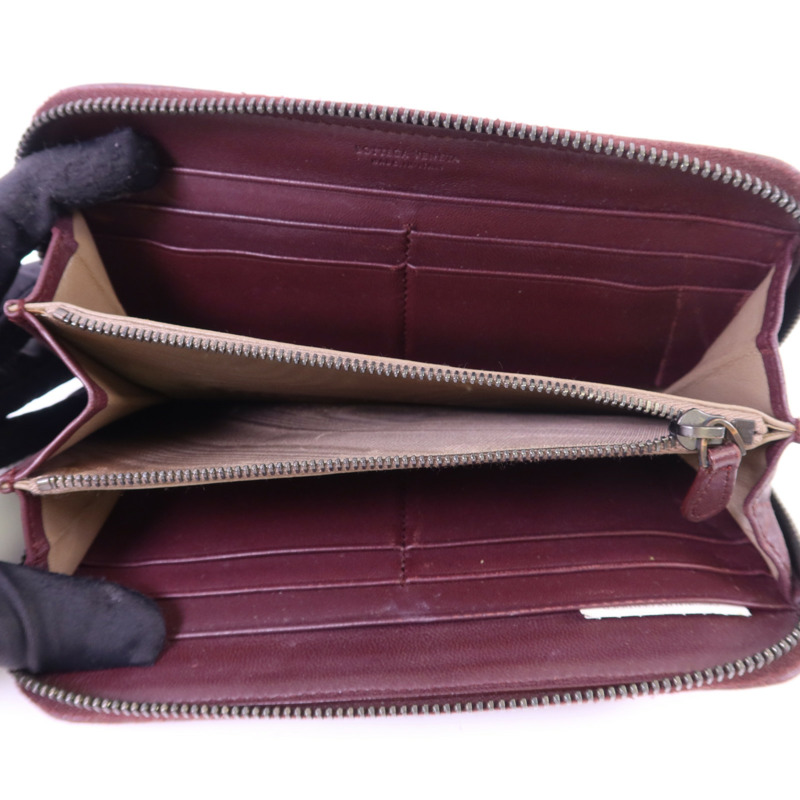 BOTTEGA VENETA 織紋皮革/天鵝絨Zip Around Wallet長錢包-4