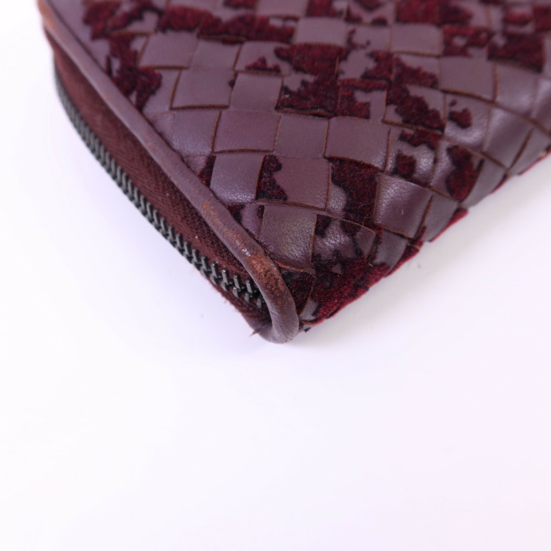 BOTTEGA VENETA 織紋皮革/天鵝絨Zip Around Wallet長錢包-12