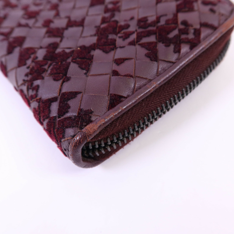 BOTTEGA VENETA 織紋皮革/天鵝絨Zip Around Wallet長錢包-16