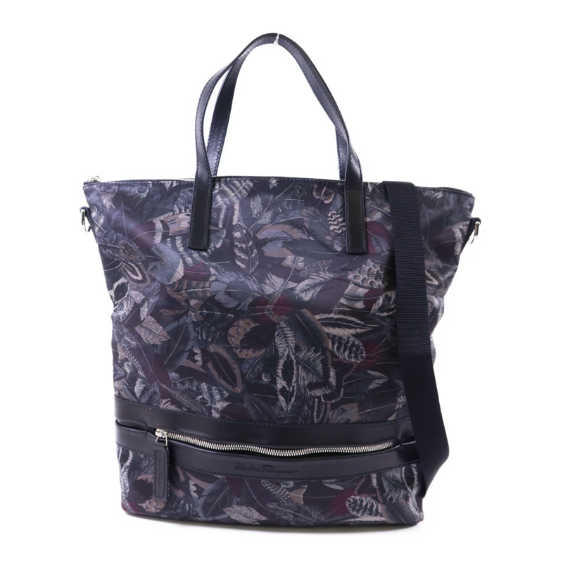 Salvatore Ferragamo 尼龍2 Way Shoulder銀扣手挽肩背兩用袋-0
