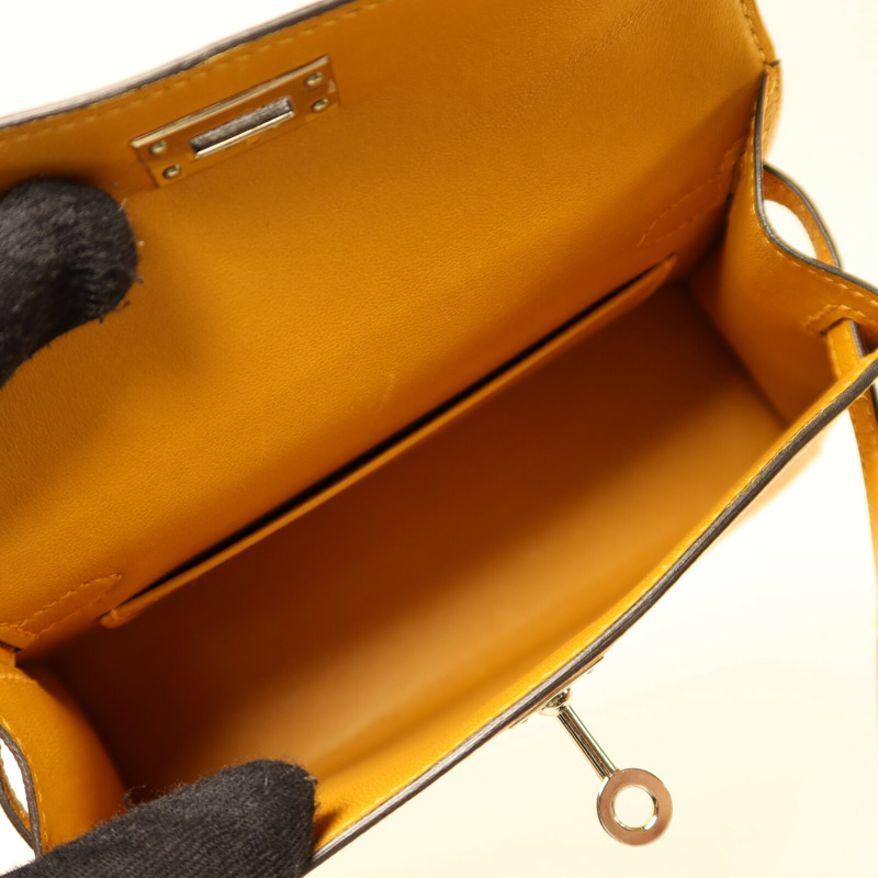 HERMES Chevre皮革Mini Kelly銀扣手挽袋-4
