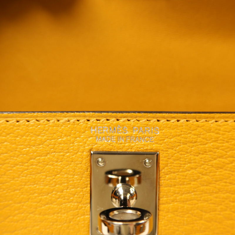 HERMES Chevre皮革Mini Kelly銀扣手挽袋-5
