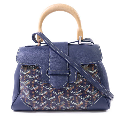 GOYARD 塗層帆布/牛皮皮革Souple Mini銀扣手挽肩背兩用袋