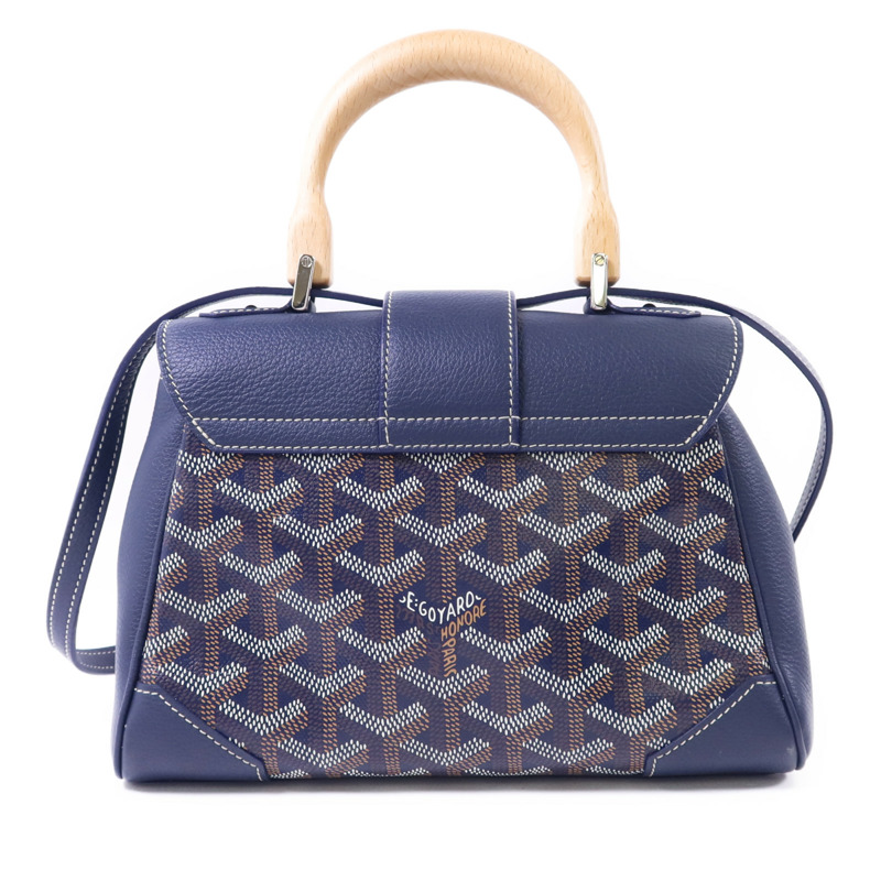 GOYARD 塗層帆布/牛皮皮革Souple Mini銀扣手挽肩背兩用袋-1