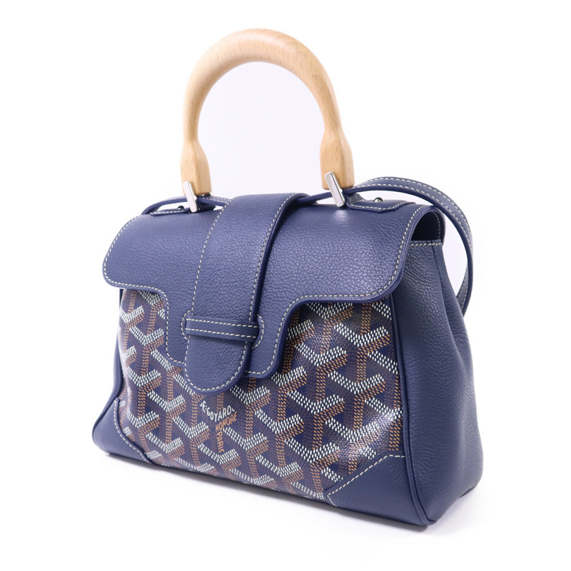 GOYARD 塗層帆布/牛皮皮革Souple Mini銀扣手挽肩背兩用袋-2