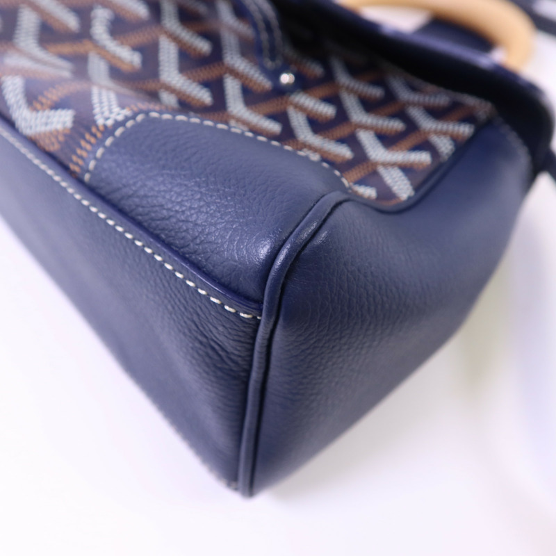 GOYARD 塗層帆布/牛皮皮革Souple Mini銀扣手挽肩背兩用袋-10