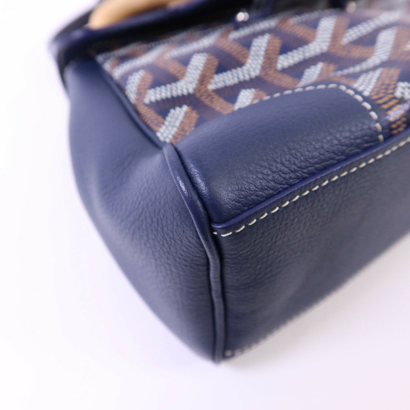 GOYARD 塗層帆布/牛皮皮革Souple Mini銀扣手挽肩背兩用袋-11