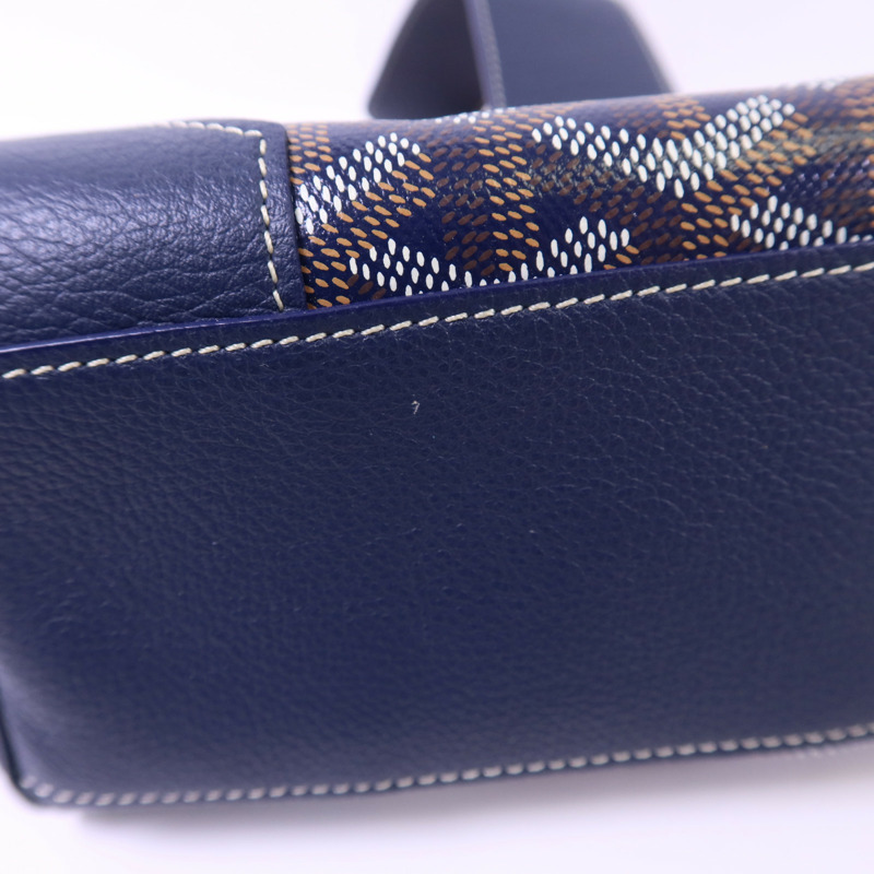 GOYARD 塗層帆布/牛皮皮革Souple Mini銀扣手挽肩背兩用袋-14