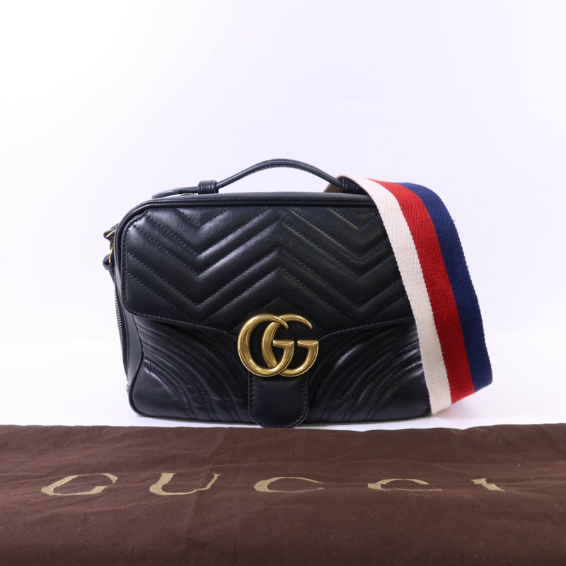 GUCCI 牛皮皮革GG Marmont金扣手挽肩背兩用袋-21