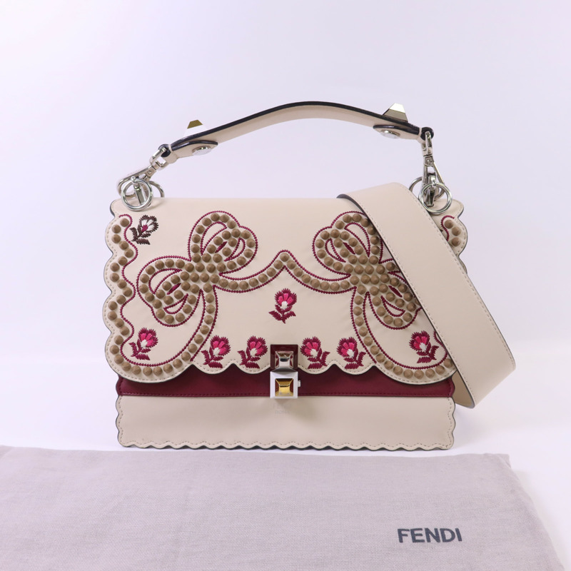 FENDI 牛皮皮革KAN I銀扣手挽肩背兩用袋-14