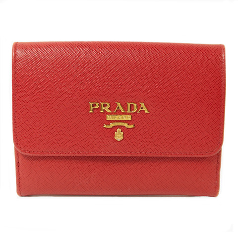 PRADA 牛皮皮革Portafoglio Pattina金扣錢包