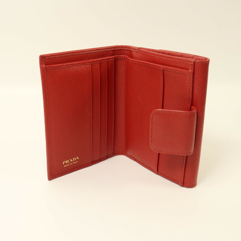 PRADA 牛皮皮革Portafoglio Pattina金扣錢包-4