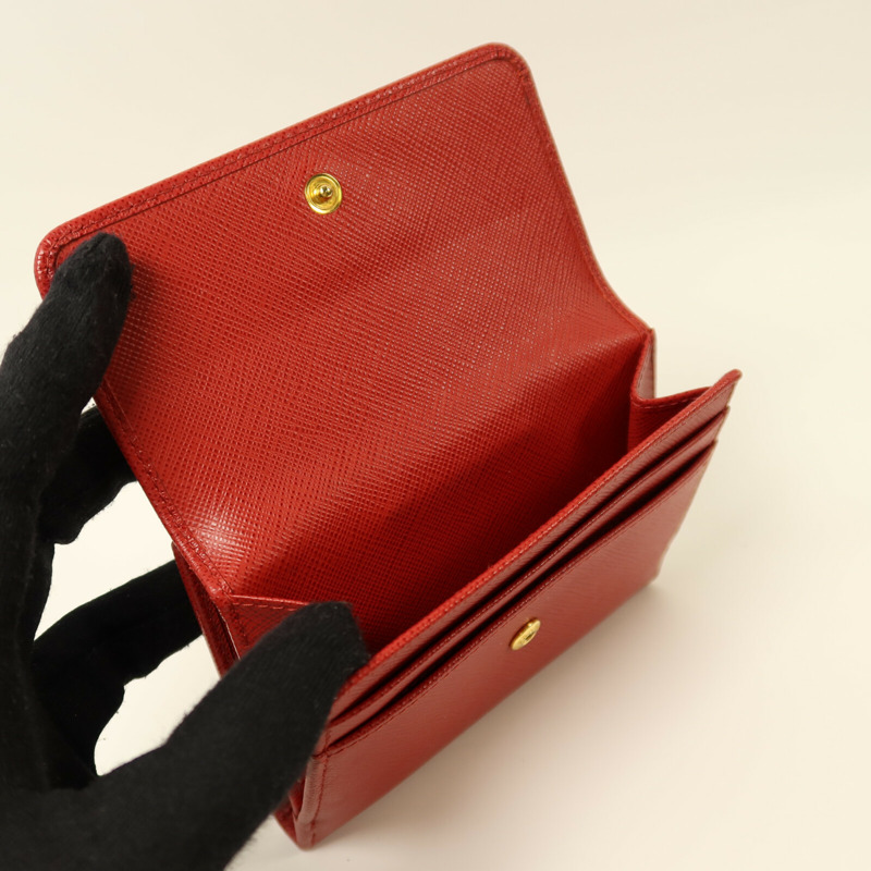 PRADA 牛皮皮革Portafoglio Pattina金扣錢包-5