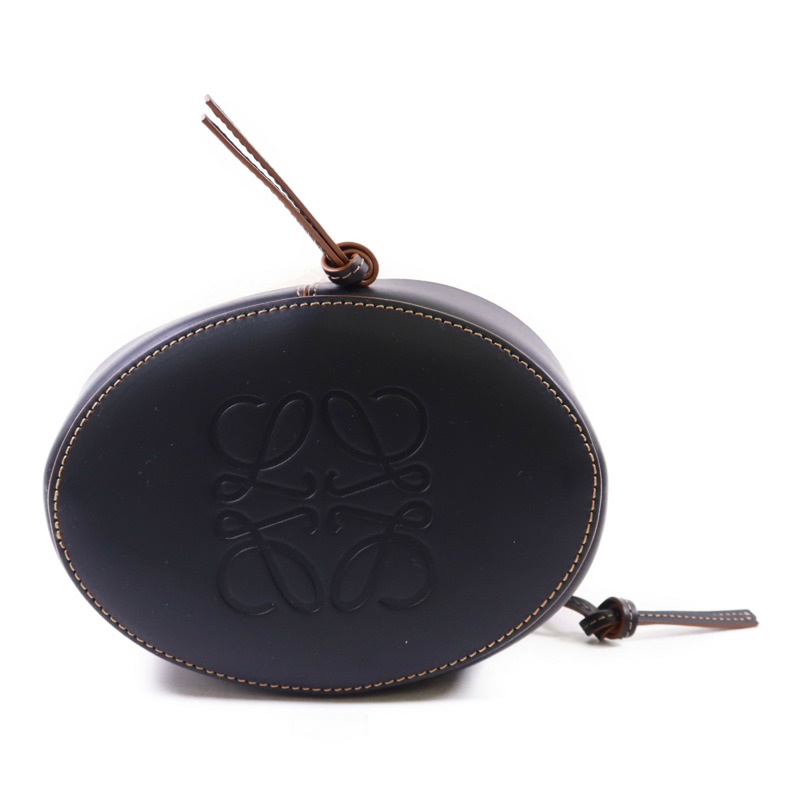 LOEWE 帆布/牛皮皮革Bucket Bag銀扣肩背袋-3