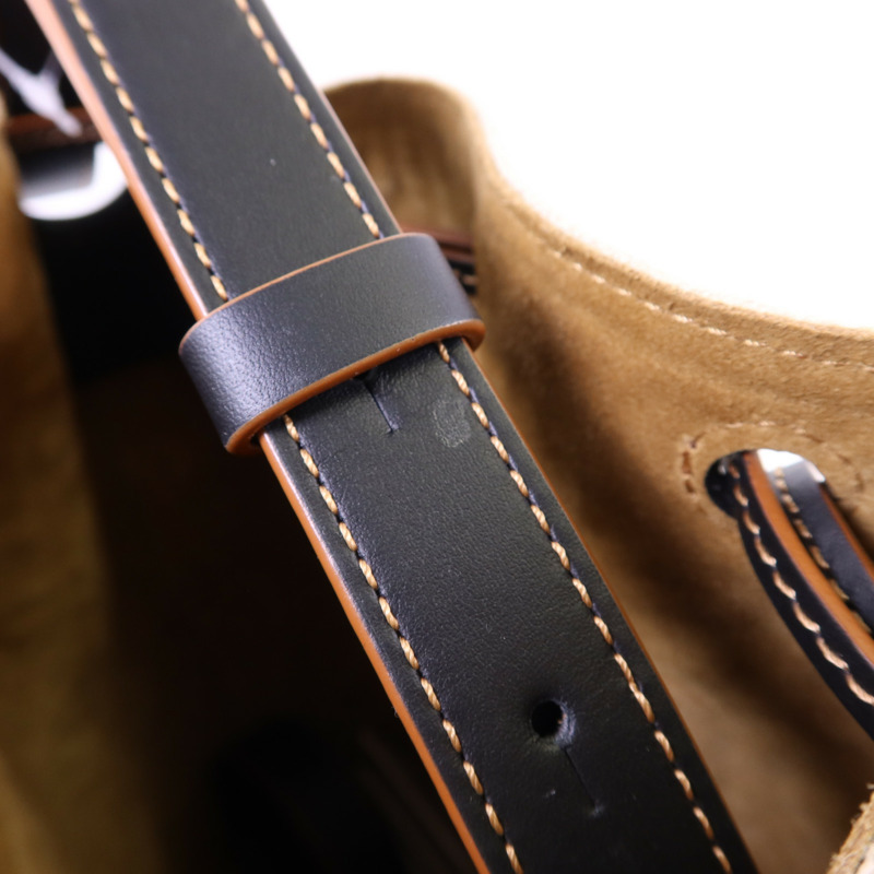 LOEWE 帆布/牛皮皮革Bucket Bag銀扣肩背袋-14