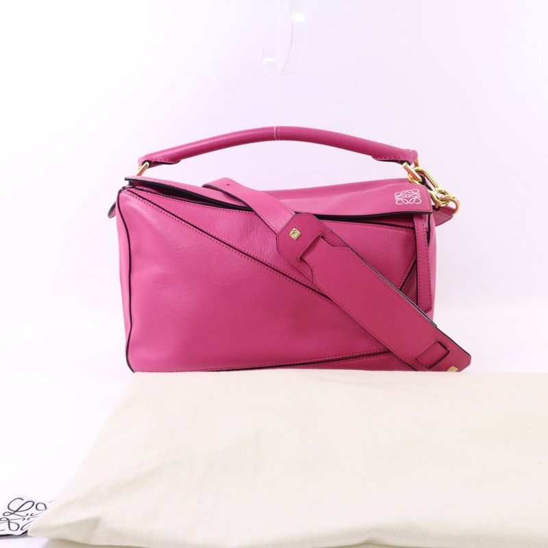 LOEWE 牛皮皮革Puzzle金扣手挽肩背兩用袋-11