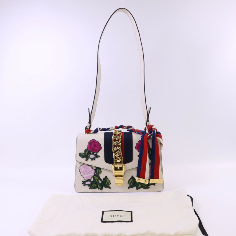 GUCCI 牛皮皮革Sylvie金扣肩背袋-17