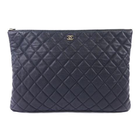 CHANEL 牛皮皮革Pouch金扣手拿包