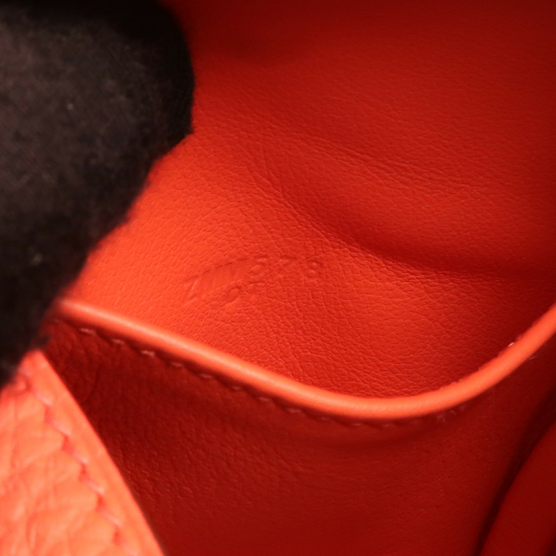 HERMES Clemence皮革Mini Lindy金扣手挽肩背兩用袋Rouge Tomate-7