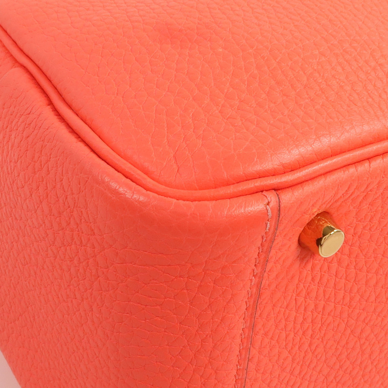 HERMES Clemence皮革Mini Lindy金扣手挽肩背兩用袋Rouge Tomate-10