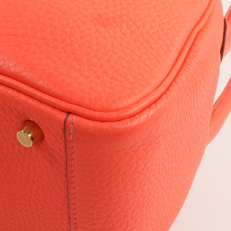 HERMES Clemence皮革Mini Lindy金扣手挽肩背兩用袋Rouge Tomate-11