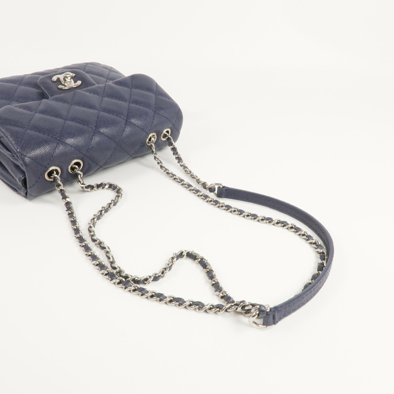CHANEL 牛皮皮革Chain Shoulder銀扣鏈帶肩背袋-9