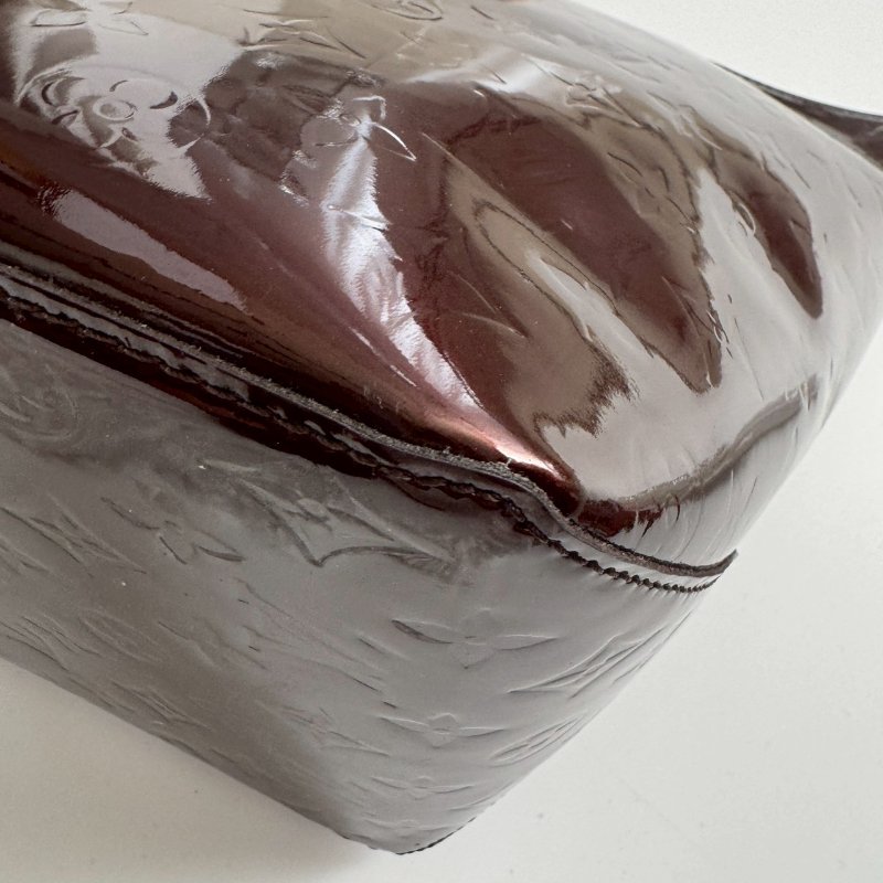 🎉9成新 超大容量LV 酒紅色漆皮肩背包-4