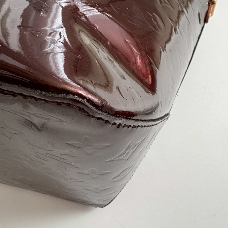 🎉9成新 超大容量LV 酒紅色漆皮肩背包-6