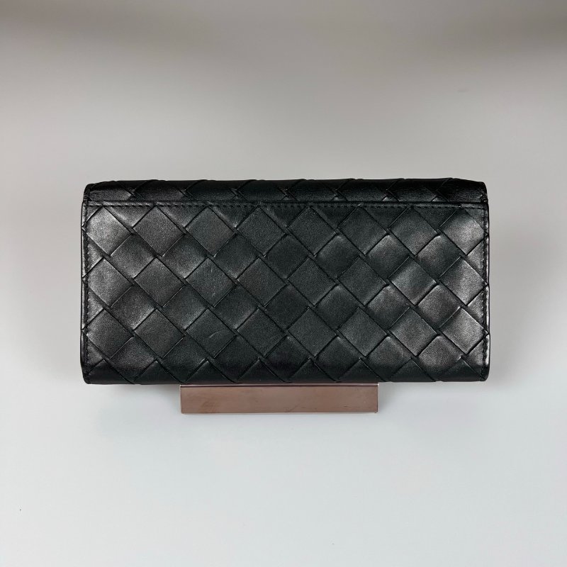 BV  黑大編織長夾-1