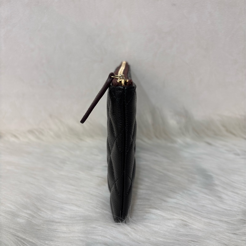 CHANEL AP4101 OCASE 黑色荔枝皮金釦 一字拉鍊 零錢包信用卡包錢包萬用包 可放手機千鈔IPHONE-1