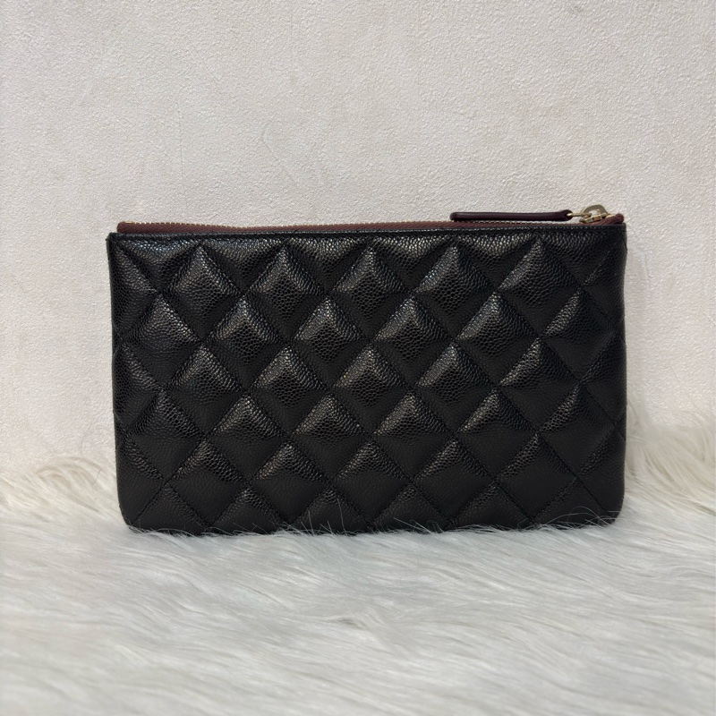 CHANEL AP4101 OCASE 黑色荔枝皮金釦 一字拉鍊 零錢包信用卡包錢包萬用包 可放手機千鈔IPHONE-3