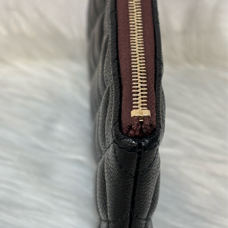 CHANEL AP4101 OCASE 黑色荔枝皮金釦 一字拉鍊 零錢包信用卡包錢包萬用包 可放手機千鈔IPHONE-5