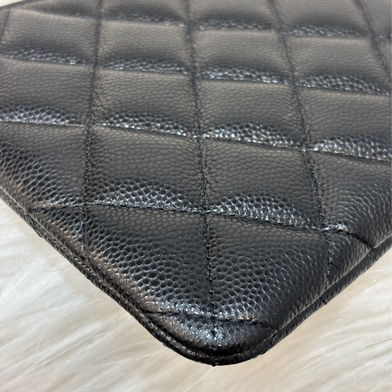 CHANEL AP4101 OCASE 黑色荔枝皮金釦 一字拉鍊 零錢包信用卡包錢包萬用包 可放手機千鈔IPHONE-8