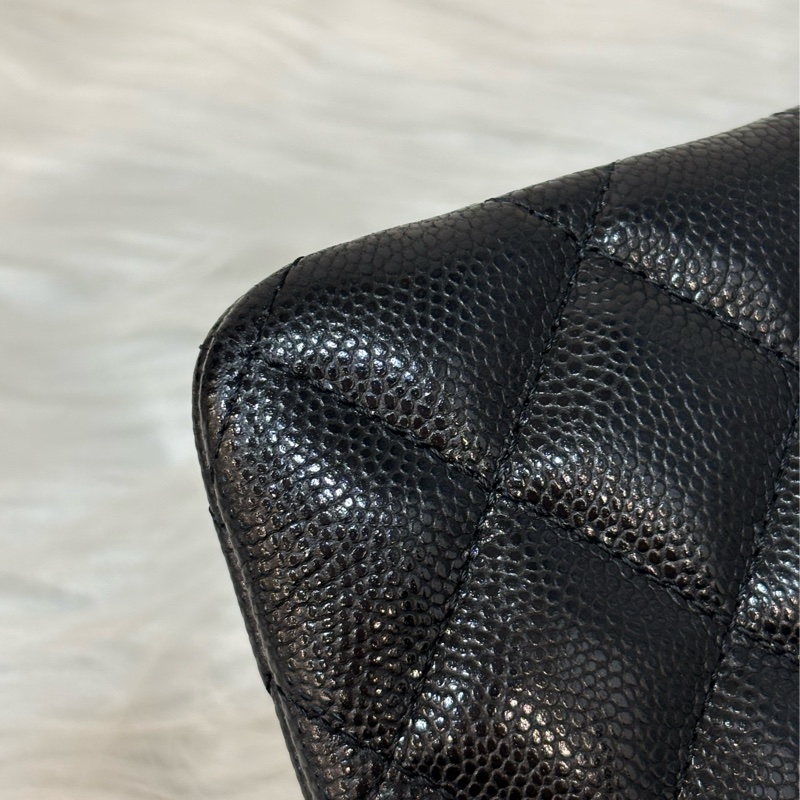 CHANEL AP4101 OCASE 黑色荔枝皮金釦 一字拉鍊 零錢包信用卡包錢包萬用包 可放手機千鈔IPHONE-10