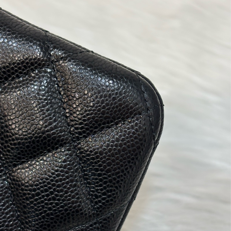 CHANEL AP4101 OCASE 黑色荔枝皮金釦 一字拉鍊 零錢包信用卡包錢包萬用包 可放手機千鈔IPHONE-11