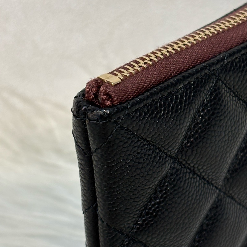 CHANEL AP4101 OCASE 黑色荔枝皮金釦 一字拉鍊 零錢包信用卡包錢包萬用包 可放手機千鈔IPHONE-16