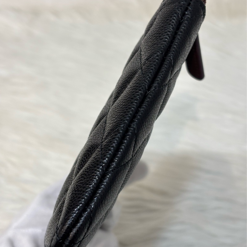 CHANEL AP4101 OCASE 黑色荔枝皮金釦 一字拉鍊 零錢包信用卡包錢包萬用包 可放手機千鈔IPHONE-18